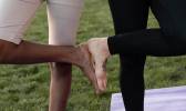 photo of women legs in yoga pose